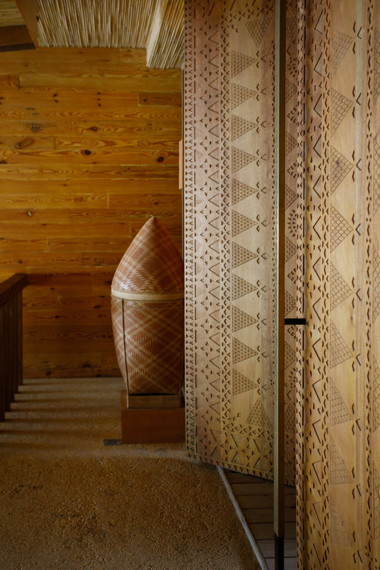 Wooden hand carved door with Okir motif